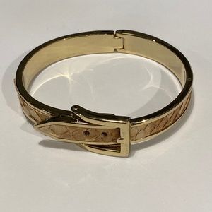 Real snake skin adjustable gold bracelet